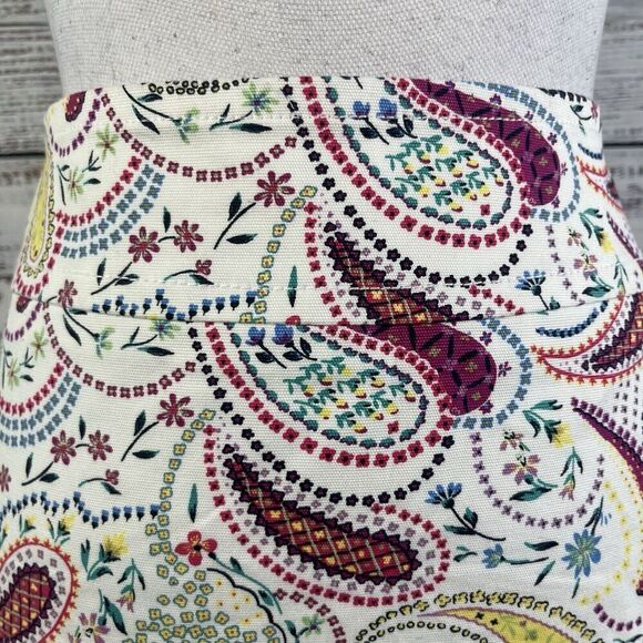 Talbots Skirt Plus size 12W Petite White Pink Yellow Paisley Knee A Line Boho - Picture 3 of 8